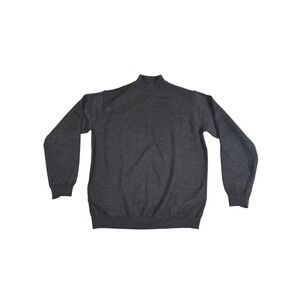 Halogen Mens Mock Neck Sweater Charcoal Gray 100% Extrafine Merino Wool Italy M